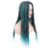 imagekarlery Women Long Braid Blue and Black Mixed Wig Halloween Cosplay Wig Anime Costume Party Wig