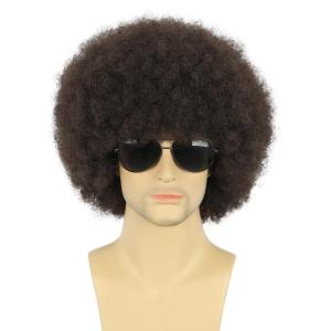 karlery Adult Men Women Afro 70s 80s Curly Black Wig Rocker Party Wig California Halloween Costume Wig(Dark Brown)