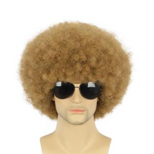 karlery Adult Men Women Afro 70s 80s Curly Black Wig Rocker Party Wig California Halloween Costume Wig(Light Brown)