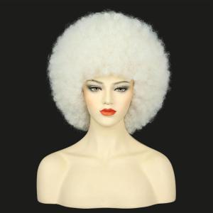 karlery Adult Men Women Afro 70s 80s Curly Black Wig Rocker Party Wig California Halloween Costume Wig(Platinum Blonde)