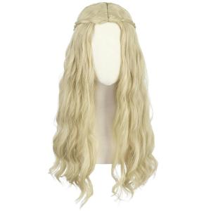 karlery Adult Women Long Blonde Wavy 70s Hippie Princess Wig Heat Resistant Synthetic Fiber Soft Adjustable Size Cap Cosplay Event Costume Halloween Party Wig(Blonde)