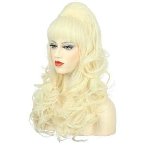 karlery Adult Women Long Wavy Blonde Bouffant Beehive 60s 70s Funny Wig Heat Resistant Synthetic Fiber Natural Cosplay Costume Halloween Themed Party Wig(Blonde)