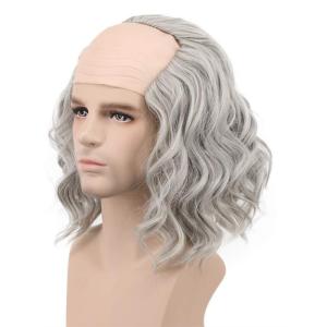 karlery California Colonial Man Short Bob Curly Scientist Bald Wig Halloween Cosplay Anime Costume Party Wig