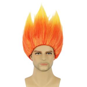 karlery Fire Flame Shape Red Orange Ombre Wig Halloween Cosplay Party Costume Wig
