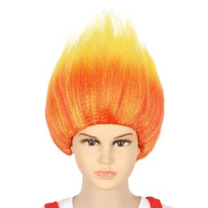karlery Fire Flame Shape Wig Red Orange Ombre Wig for Halloween Cosplay Costume Party (Size:Small)