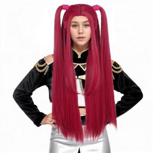 karlery Girls Short Black Deep Purple Wig with 2 Buns Cartoon Anime Movie Cosplay Wig Heat Resistant Synthetic Fiber Brethable Adjustable Size for Halloween Costume Party(Hot Pink)