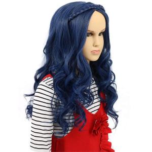 karlery Kids Girls Long Wave Blue Wig Halloween Cosplay Wig Anime Costume Party Wig(Blue)