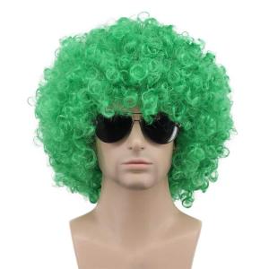 karlery Men Women 70s 80s Short Curly Green Rocker Afro Wig California Halloween Costume Cosplay Party Wig