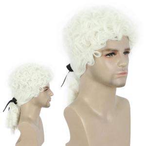 karlery Mens Womens Long Curly White Wig Judge Colonial Renaissance Halloween Costume Cosplay Wig