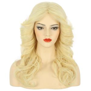 karlery Women 70s Feathered Wig Long Brown Wave Disco Wig Singer Highlight Dyed Vintage Costume for Party Fashion Accessory(Blonde)