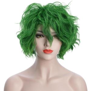 karlery Women Fluffy Short Bob Wave Green Wig Anime Cosplay Wig for Halloween Costume Party