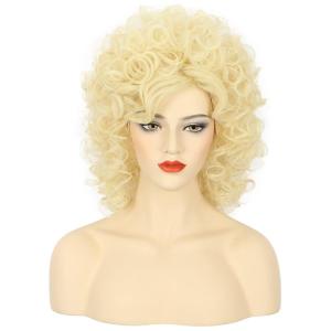 karlery Women Long Big Blonde Wave Curly Wig Retro Singer Cosplay Wig for Halloween Party Fashion Costume