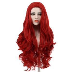 karlery Women’s Long Wave Red Hair Halloween Cosplay Wig Anime Costume Party Wig(Red)