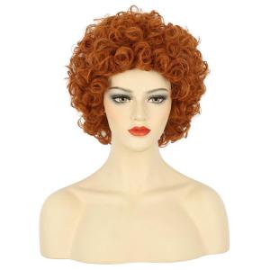 karlery Women’s Short Curly Brown Afro Wig 70s 80s Disco Hippie Halloween Cosplay Party Wig(Orange)