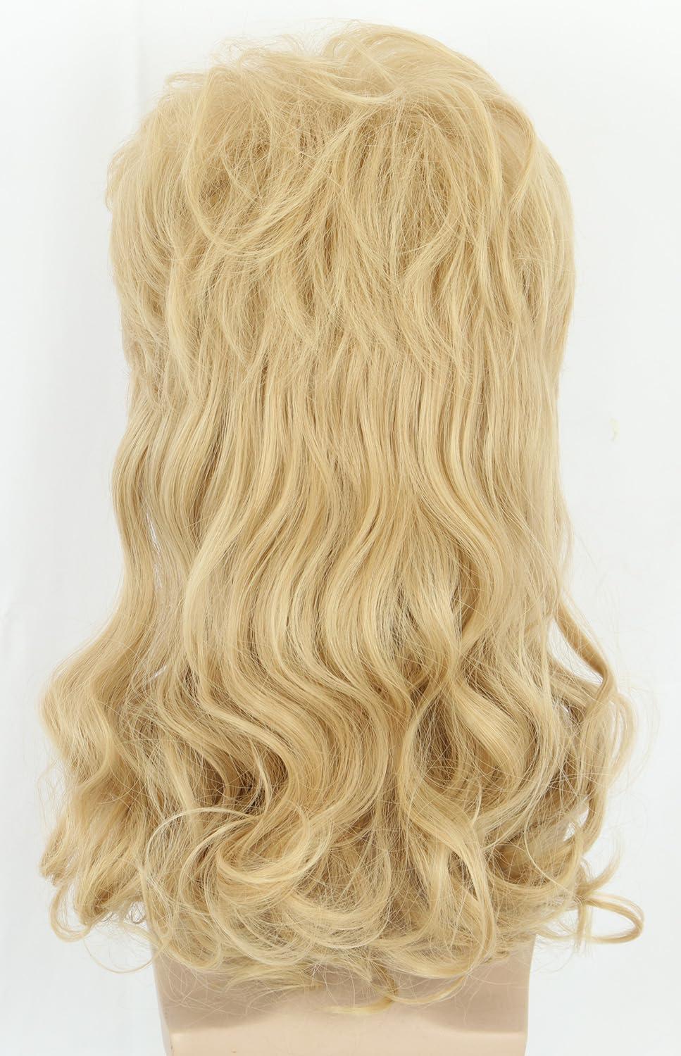 imagekarlery Men Women Long Curly Dark Brown 70s 80s Heavy Metal Rocker Mullet Wig Costume Anime WigBlonde