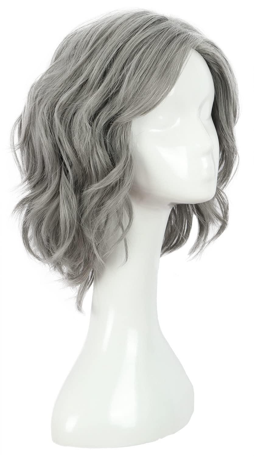 imagekarlery Old Lady Gray Wavy Wig Natural Looking Daily Halloween Cosplay Party WigGray