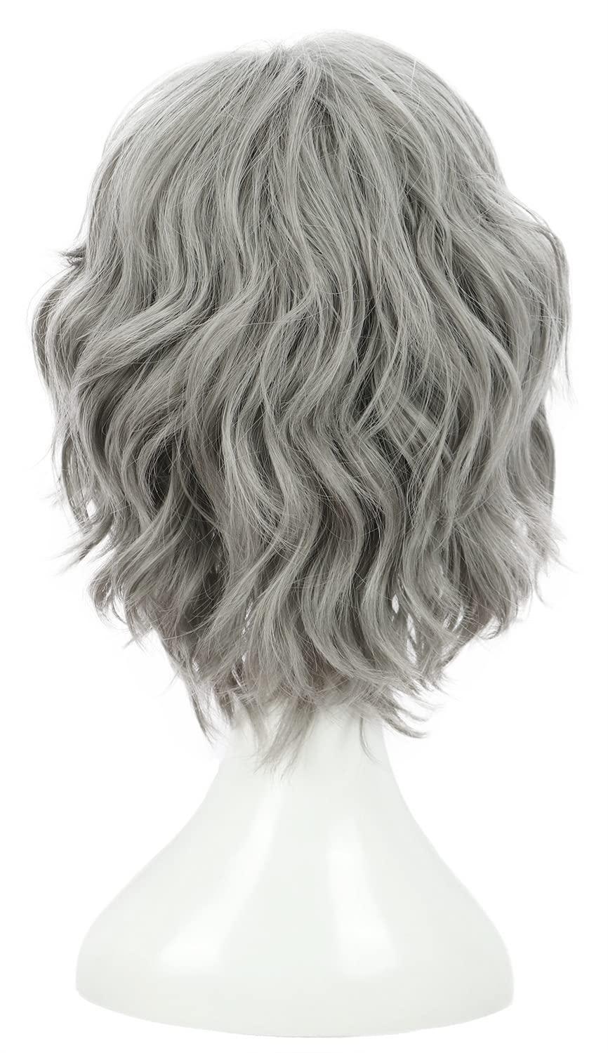 imagekarlery Old Lady Gray Wavy Wig Natural Looking Daily Halloween Cosplay Party WigGray