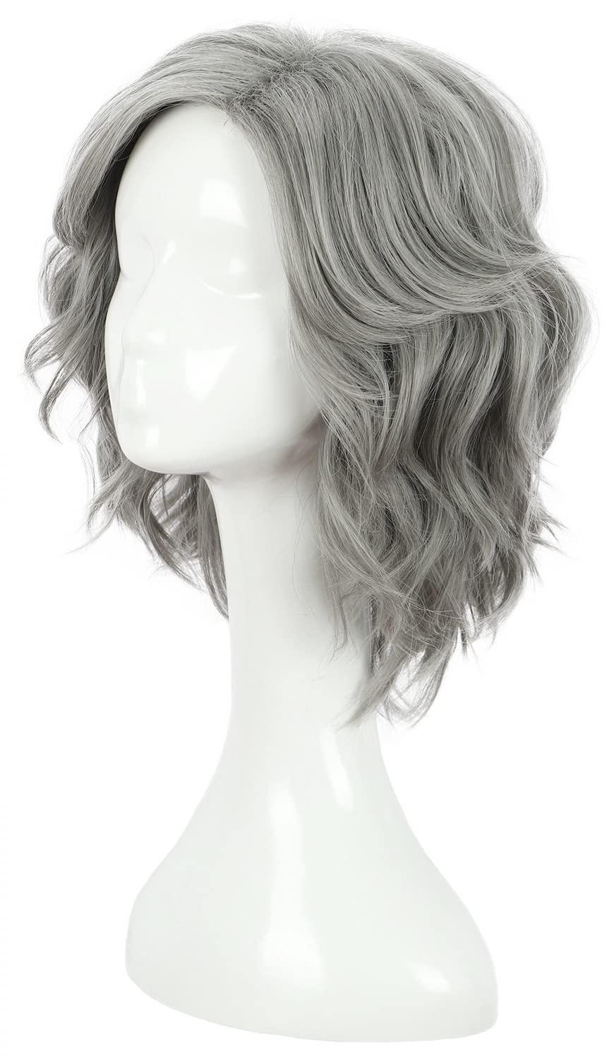 imagekarlery Old Lady Gray Wavy Wig Natural Looking Daily Halloween Cosplay Party WigGray