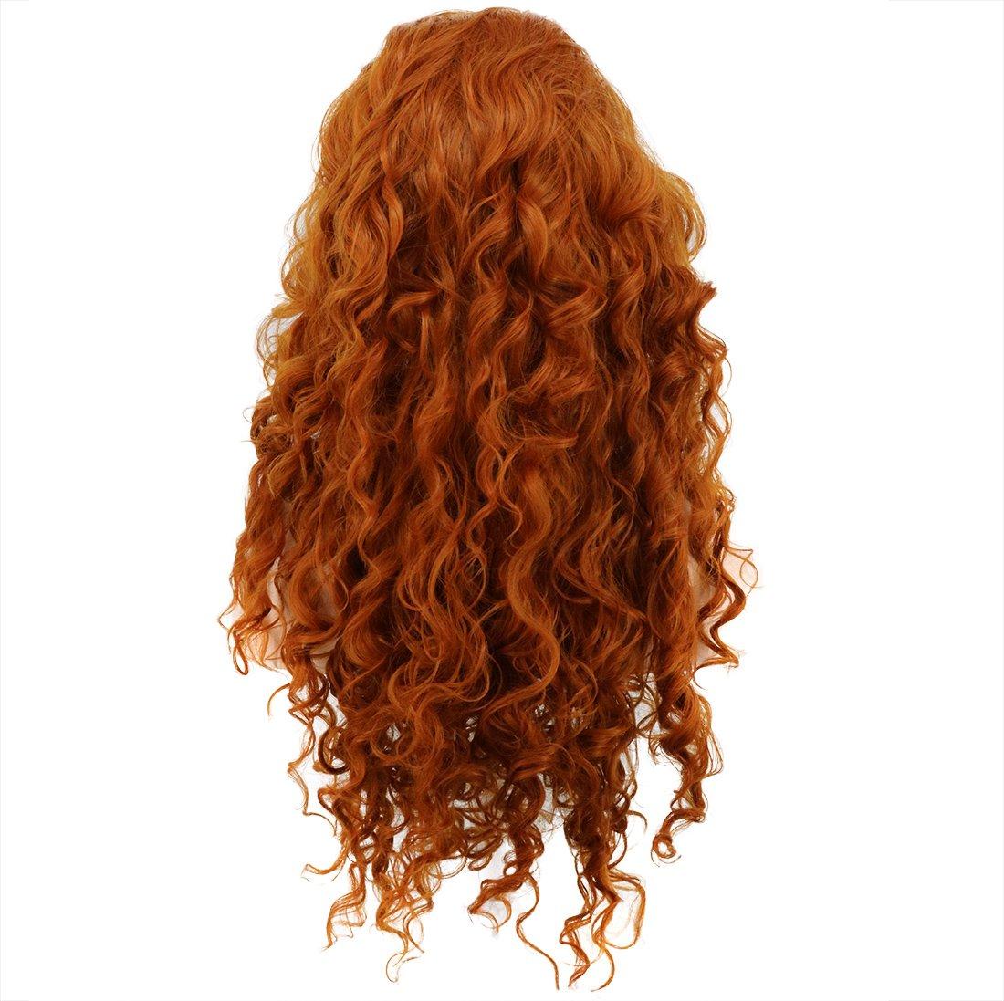imagekarlery Women Fluffy Long Curly Orange Ginger Wig Princess Cosplay Wig for Halloween Anime Costume Party