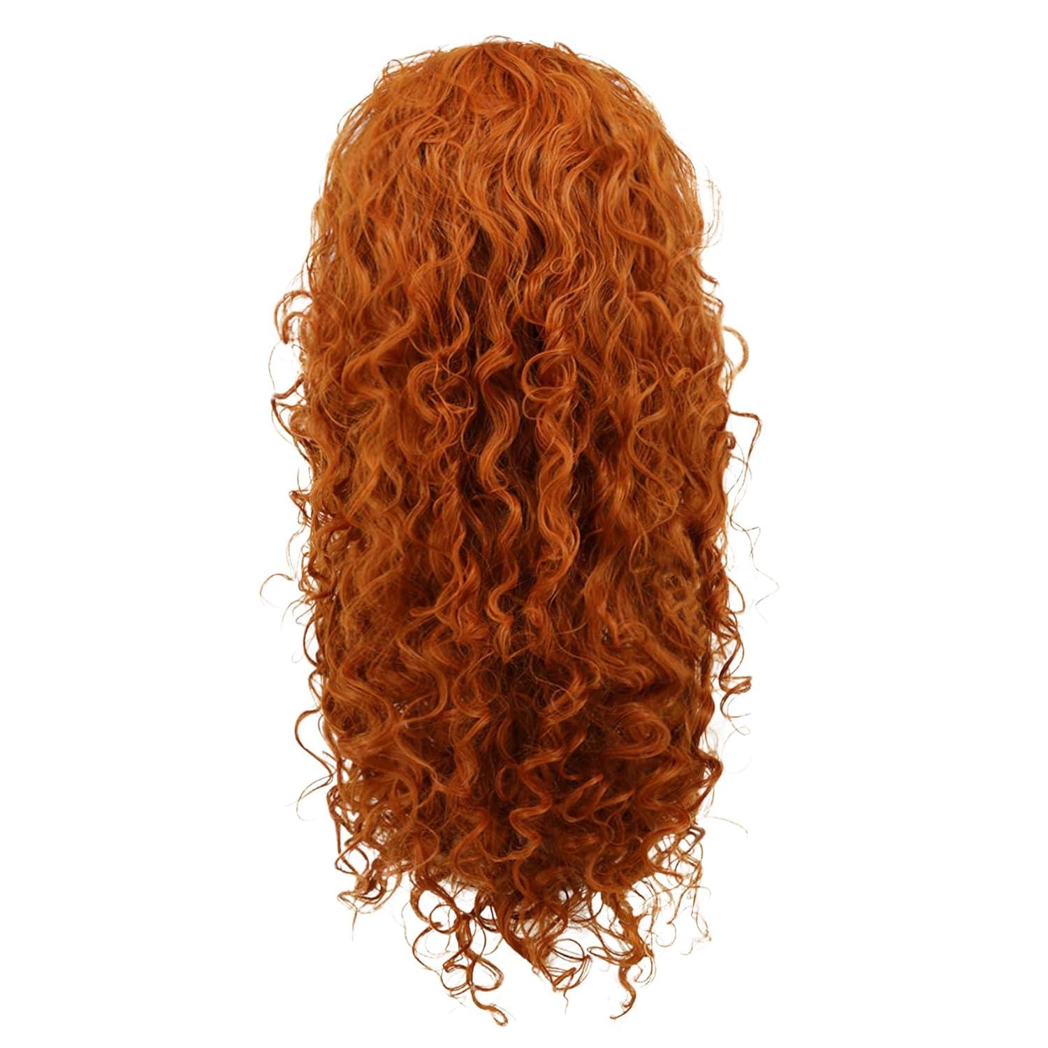 imagekarlery Women Fluffy Long Curly Orange Ginger Wig Princess Cosplay Wig for Halloween Anime Costume Party
