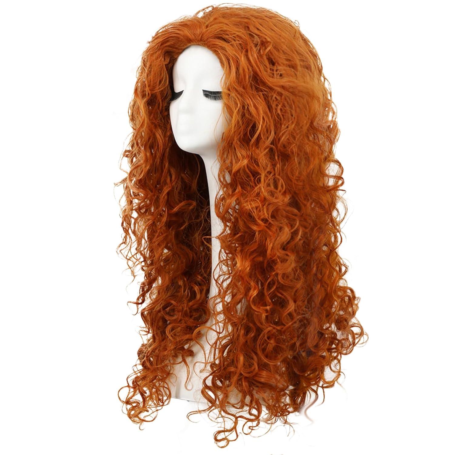 imagekarlery Women Fluffy Long Curly Orange Ginger Wig Princess Cosplay Wig for Halloween Anime Costume Party