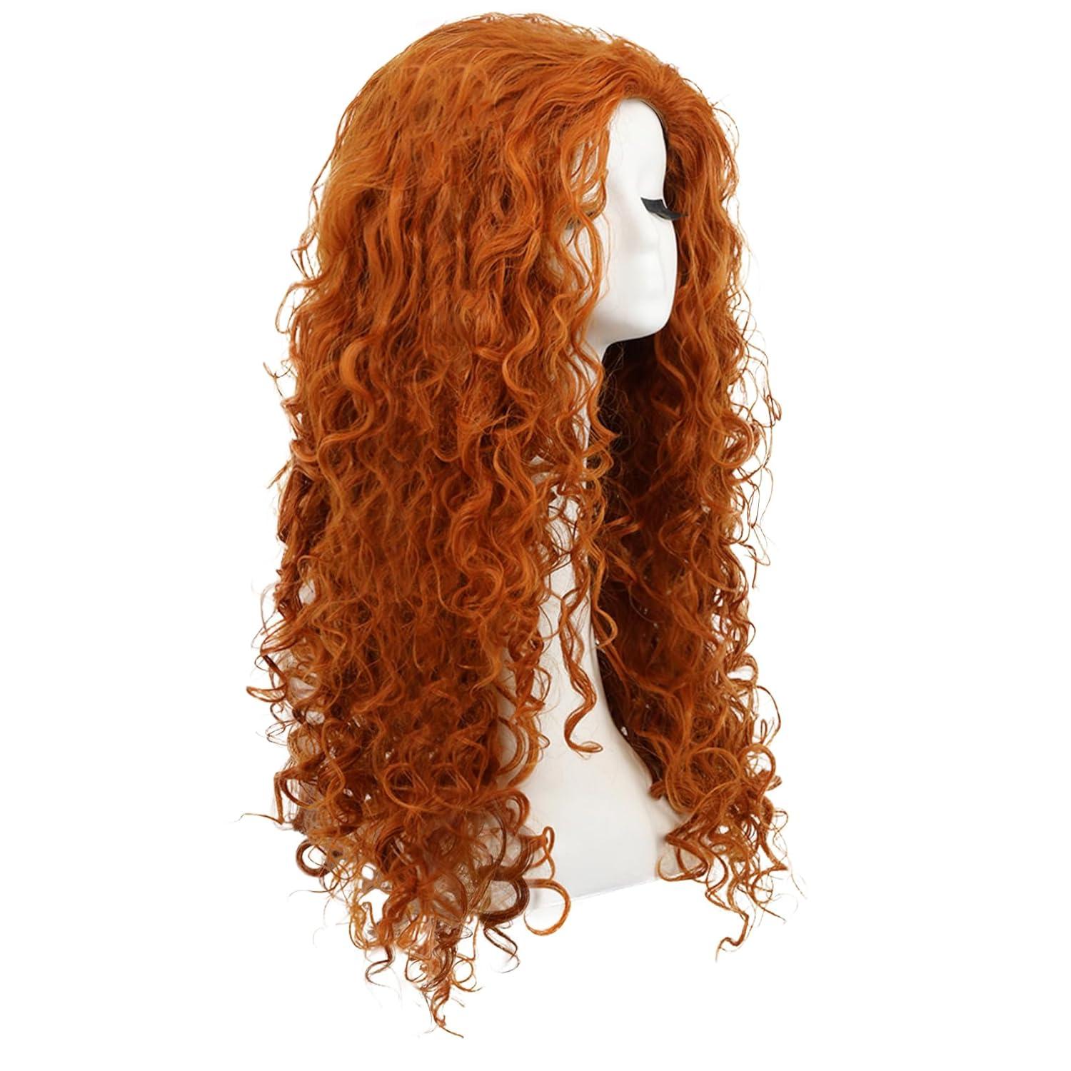 imagekarlery Women Fluffy Long Curly Orange Ginger Wig Princess Cosplay Wig for Halloween Anime Costume Party