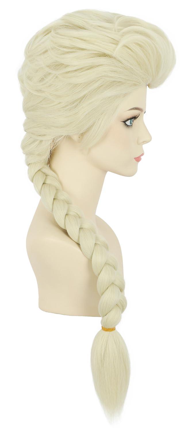 imagekarlery Women Long Blonde Braided Princess Wig Beige Braid Wig for Halloween Costume Cosplay PartyWig