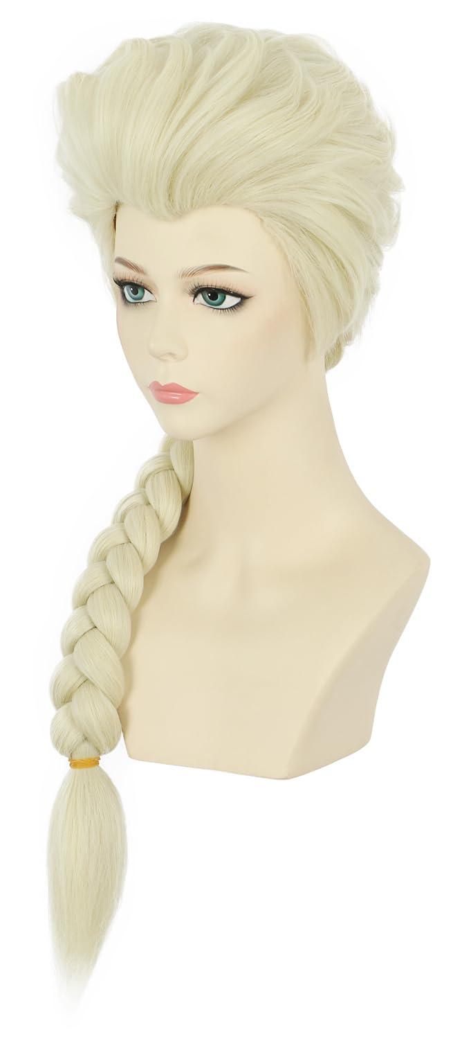 imagekarlery Women Long Blonde Braided Princess Wig Beige Braid Wig for Halloween Costume Cosplay PartyWig