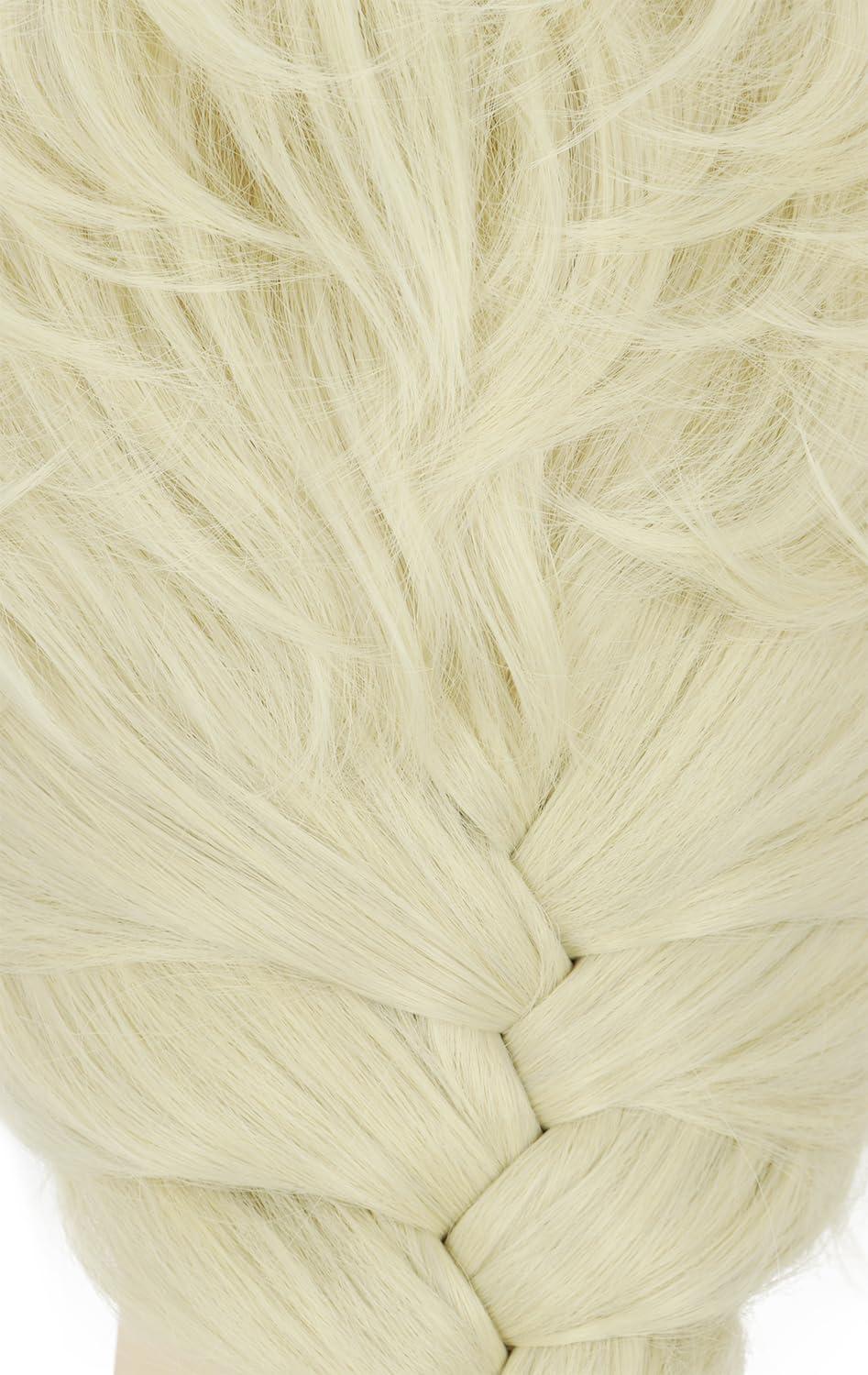 imagekarlery Women Long Blonde Braided Princess Wig Beige Braid Wig for Halloween Costume Cosplay PartyWig