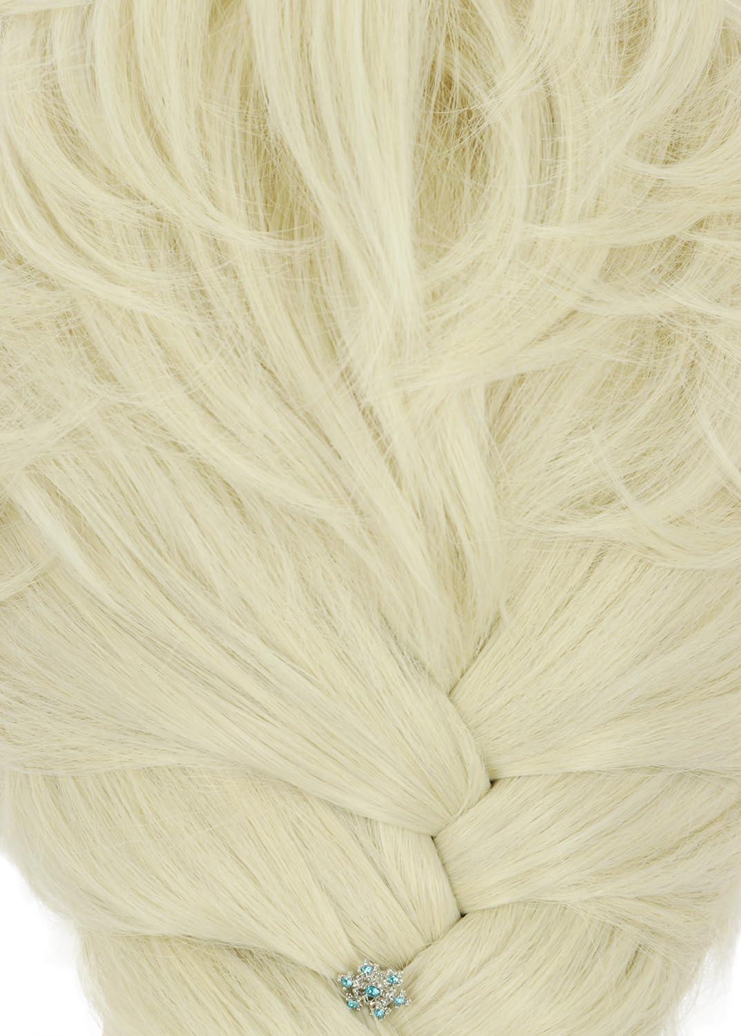 imagekarlery Women Long Blonde Braided Princess Wig Beige Braid Wig for Halloween Costume Cosplay PartyWig and 6 Hairpins