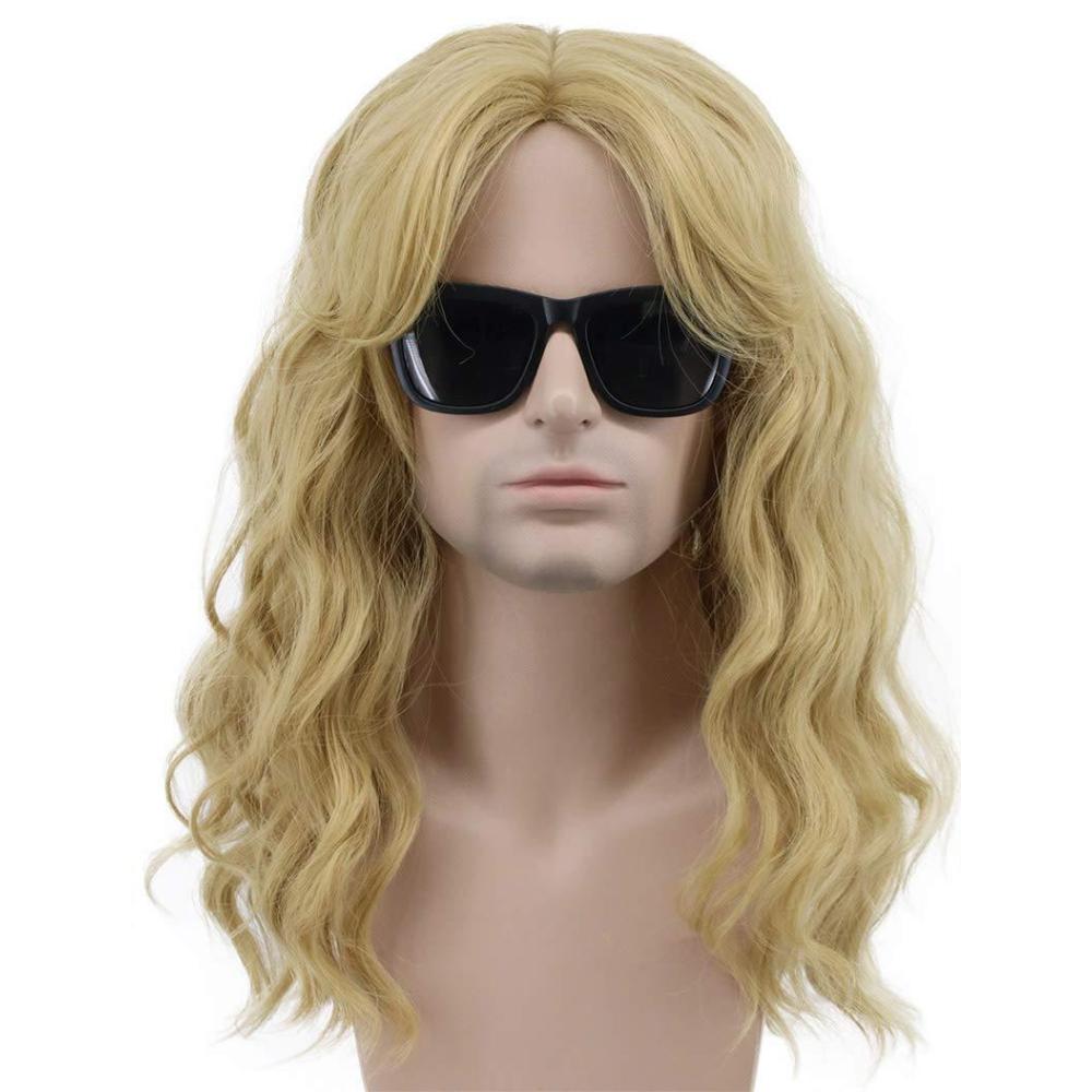 imagekarlery California 80s Rocker Wig Men Women Long Curly Brown Halloween Costume Anime WigBlonde