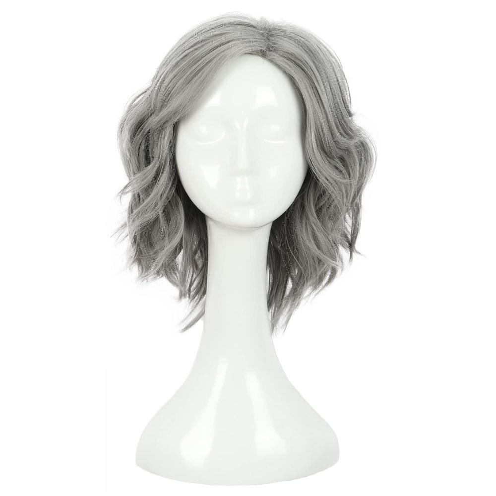 imagekarlery Old Lady Gray Wavy Wig Natural Looking Daily Halloween Cosplay Party WigGray