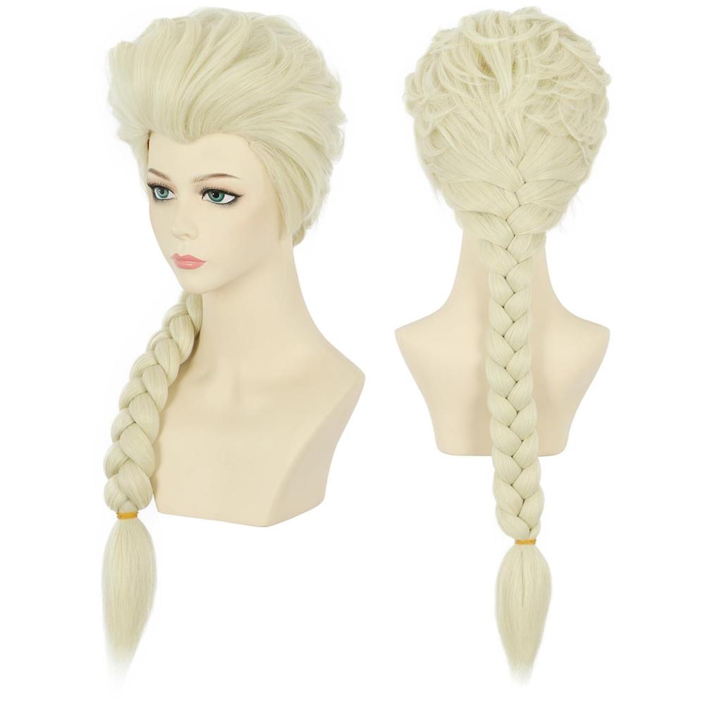 imagekarlery Women Long Blonde Braided Princess Wig Beige Braid Wig for Halloween Costume Cosplay PartyWig