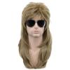 imagekarlery Men Women Long Wavy Light Brown Mullet Wig 70s 80s Punk Rocker Wig for Halloween Costume Cosplay Party