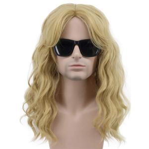 karlery California 80s Rocker Wig Men Women Long Curly Brown Halloween Costume Anime Wig(Blonde)