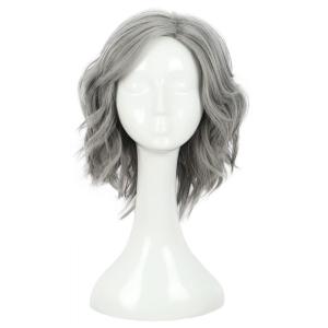 karlery Old Lady Gray Wavy Wig Natural Looking Daily Halloween Cosplay Party Wig(Gray)