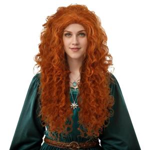karlery Women Fluffy Long Curly Orange Ginger Wig Princess Cosplay Wig for Halloween Anime Costume Party