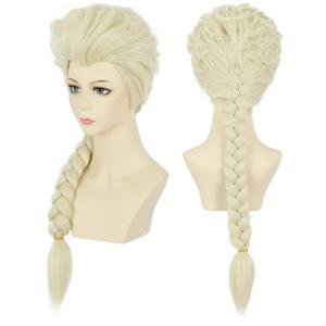 karlery Women Long Blonde Braided Princess Wig Beige Braid Wig for Halloween Costume Cosplay Party(Wig)