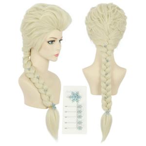 karlery Women Long Blonde Braided Princess Wig Beige Braid Wig for Halloween Costume Cosplay Party(Wig and 6 Hairpins)