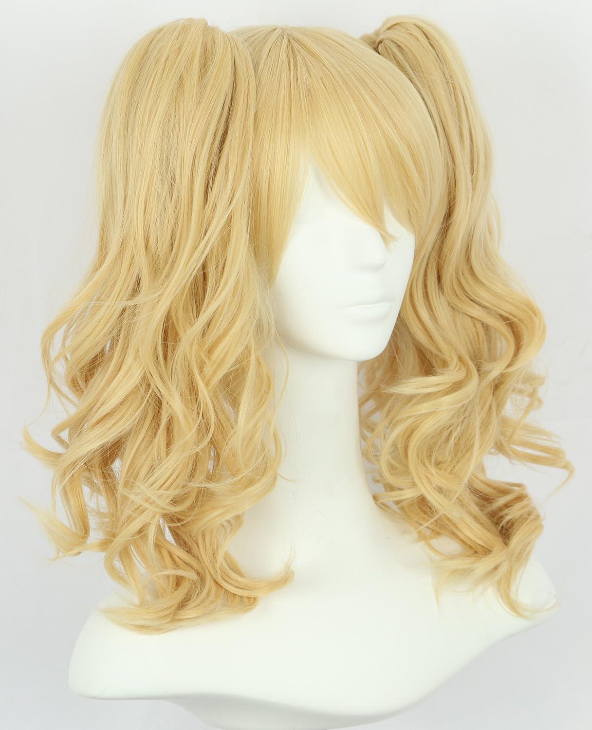 imagekarlery Womens Long Ponytail Blonde Wig Lolita Clip In Thick Claw Drawstring Halloween Costume Pigtail Wig Anime Cosplay Wig