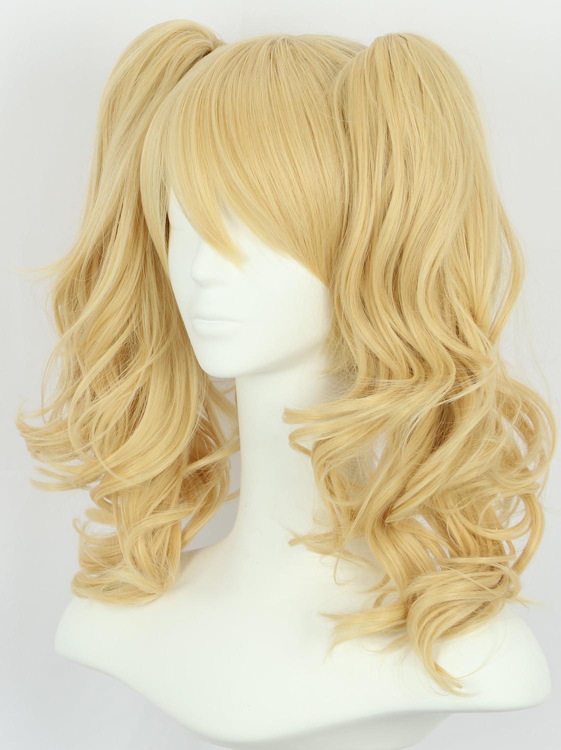 imagekarlery Womens Long Ponytail Blonde Wig Lolita Clip In Thick Claw Drawstring Halloween Costume Pigtail Wig Anime Cosplay Wig