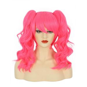 Karlery Women’s Long Ponytail Hot Pink Wig Lolita Clip In Thick Claw Drawstring Halloween Costume Pigtail Wig Anime Cosplay