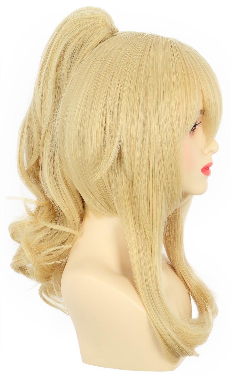 imagekarlery Curly Clip In Thick Claw Drawstring Ponytail Extension Multicolored Hair Pony Tail Hair Extension PinkBlonde Ponytail Wig