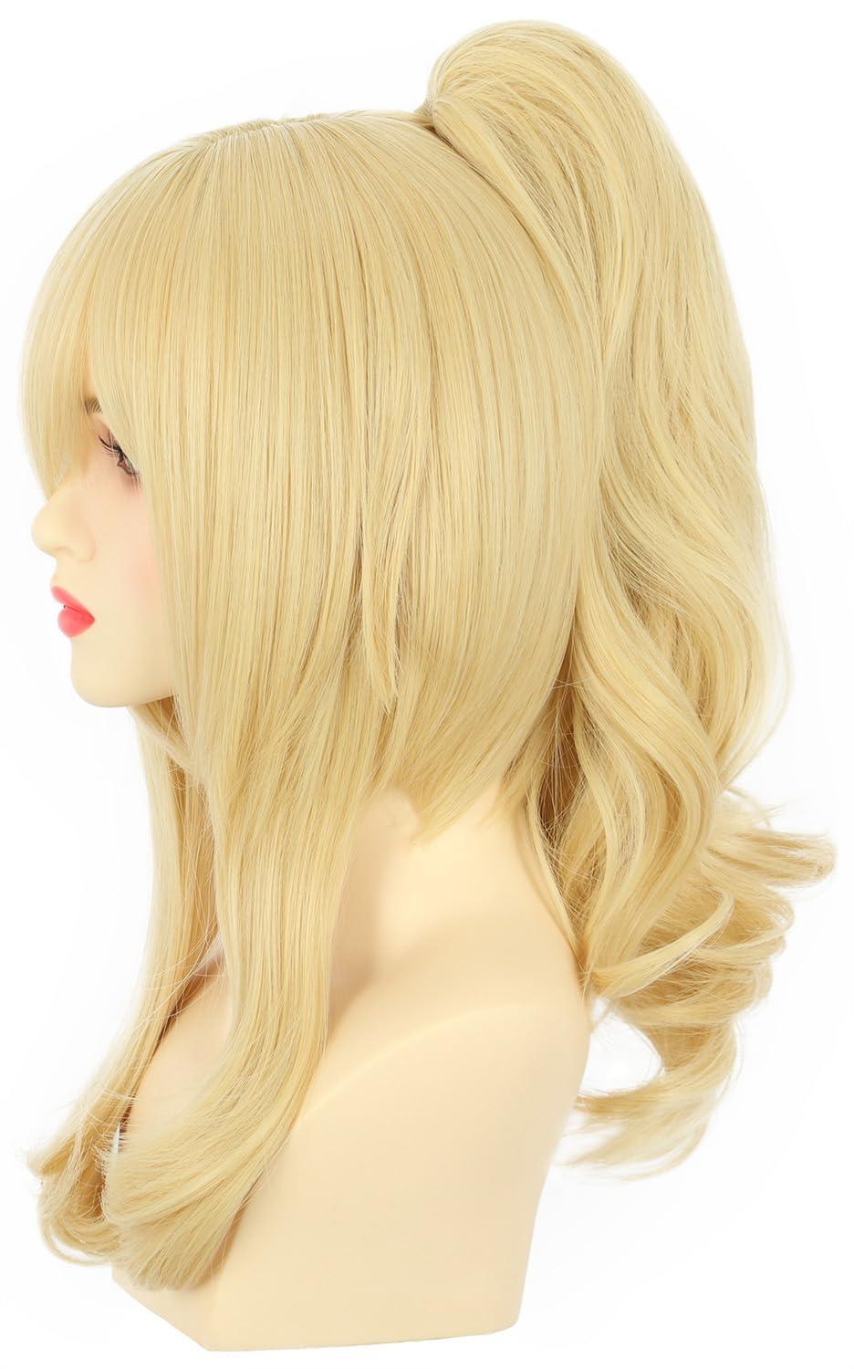 imagekarlery Curly Clip In Thick Claw Drawstring Ponytail Extension Multicolored Hair Pony Tail Hair Extension PinkBlonde Ponytail Wig