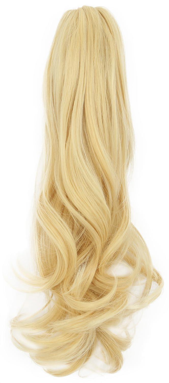 imagekarlery Curly Clip In Thick Claw Drawstring Ponytail Extension Multicolored Hair Pony Tail Hair Extension PinkBlonde Ponytail Wig