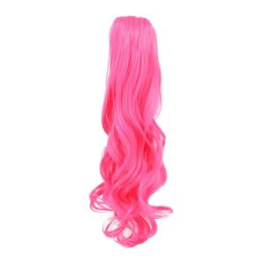 karlery Curly Clip In Thick Claw Drawstring Ponytail Extension Multi-colored Hair Pony Tail Hair Extension (Pink)(Hot Pink)