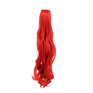 karlery Curly Clip In Thick Claw Drawstring Ponytail Extension Multi-colored Hair Pony Tail Hair Extension (Pink)(Red)