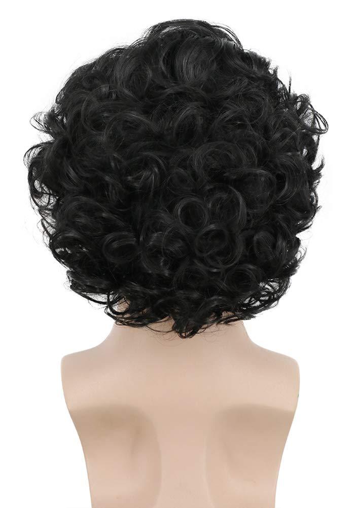 imagekarlery Adult Men Brown Short Fluffy Curly Wig Halloween Cosplay Wig Anime Costume Party WigBlack