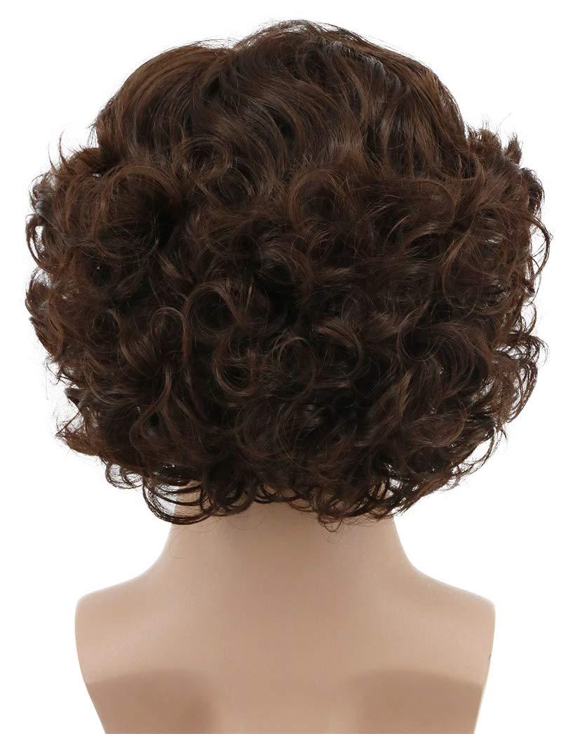 imagekarlery Adult Men Brown Short Fluffy Curly Wig Halloween Cosplay Wig Anime Costume Party WigDark Brown