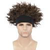 imagekarlery Adult Men Short Curly Brown Wig with Black Headband Football Fans Costume Halloween Cosplay Wig